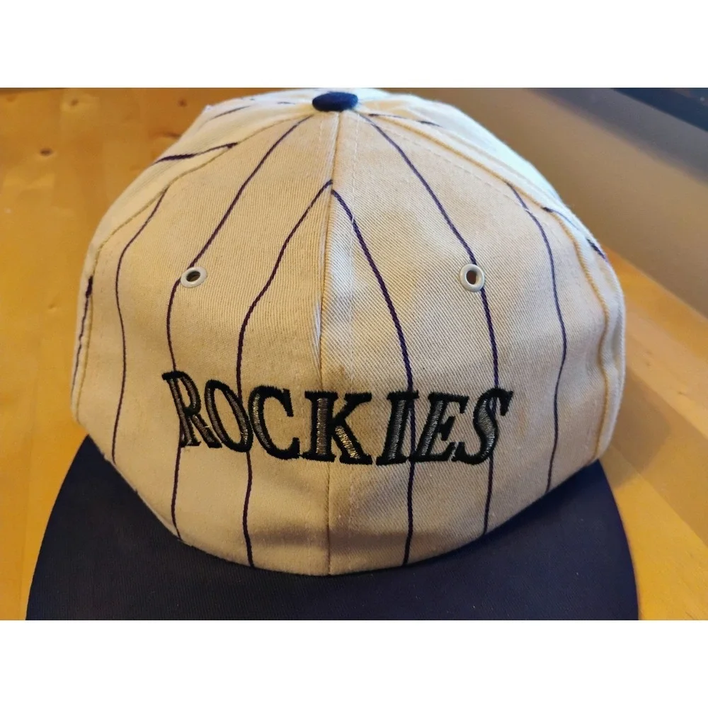 Denver Colorado Rockies Invesco Baseball Cap Snapback Hat Pin Stripe RN38106